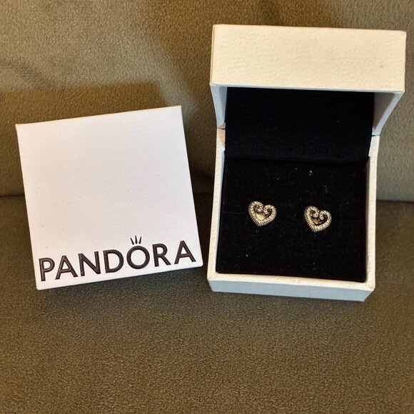 Pandora Jewelry - NWOT Pandora Open Heart Sterling Silver Stud Earrings